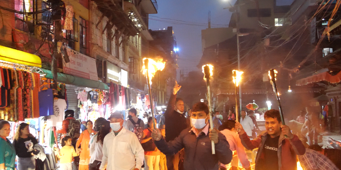 नेकपा अखिल (क्रान्तिकारी) माओवादीद्धारा स्थानीय निर्वाचन बहिस्कार गर्दै मशाल जुलुस प्रदर्शन